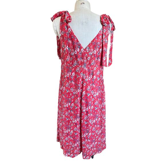 No. 6 Store Siene A-Line Tie Dress in Red Wisteria Floral Print Size Large - Picture 2 of 9